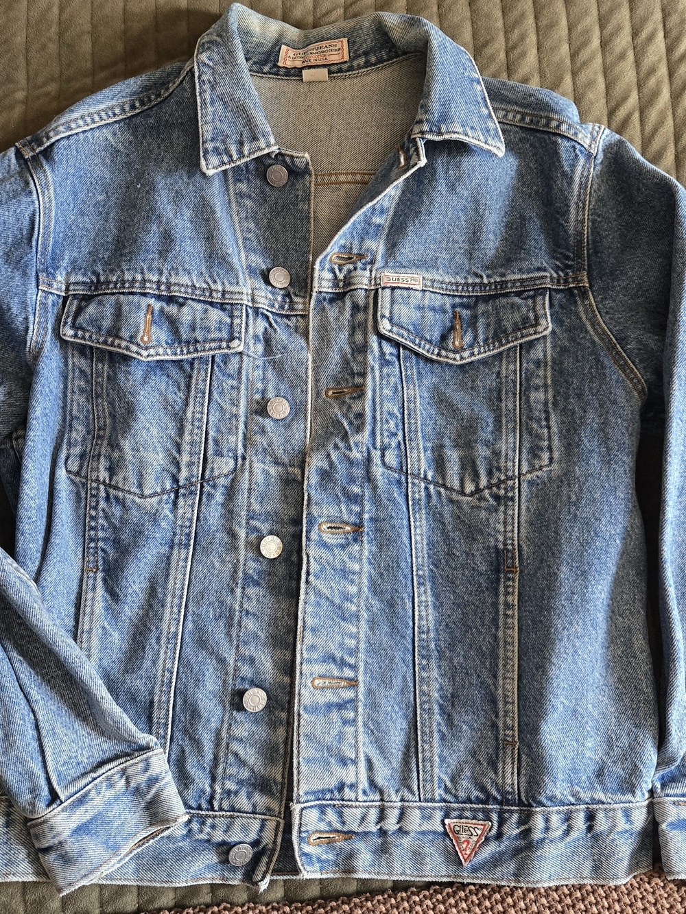 Guess Light Wash Denim Jacket - Triangle Logo